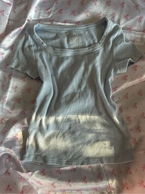 art class Light Blue Ribbed Scoop Neck Short Sleeve Tee